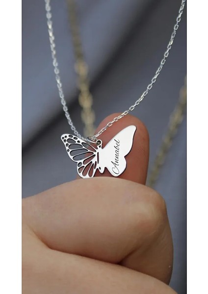 Kelebek Kişiselleştir Kolye 925 Ayar