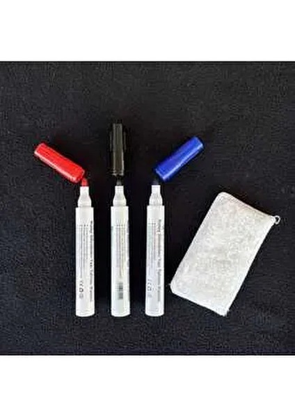 Renkli Tebeşir Yazı Tahtası Kalemi 3 Adet Siyah Kırmızı Mavi ve 1 Silgi ile Kullanım Kolaylığı