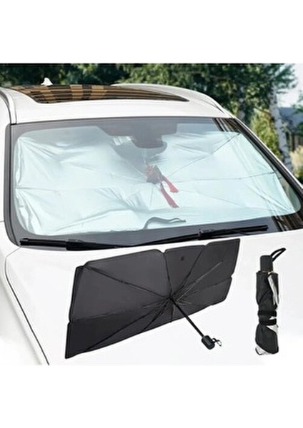 Oto Araba Güneşlik Şemsiye Tip Ön Cam Güneş Önleyici Katlanabilir 140CM x 75CM