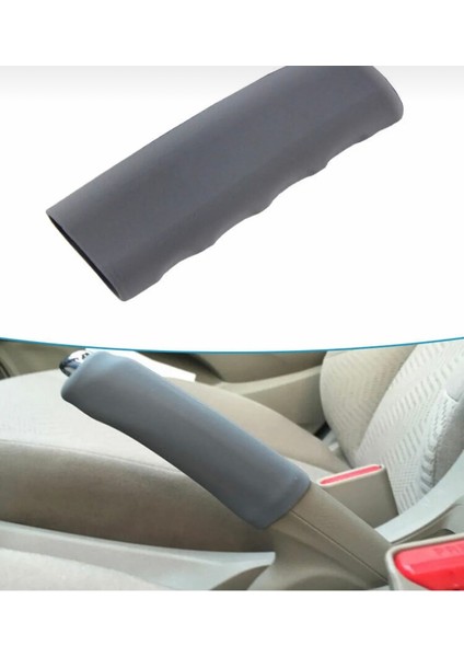 Tüm Araçlara Uygun Silikon El Freni Koruyucu Kılıfı Gri Renk