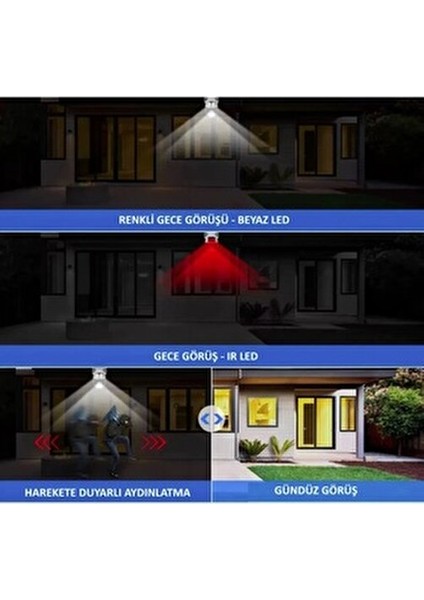 Okam 3011 Çift Kameralı Hareket Takipli Gece Sensörlü Çift Siren Su Geçirmez Wifi Ip Kamera