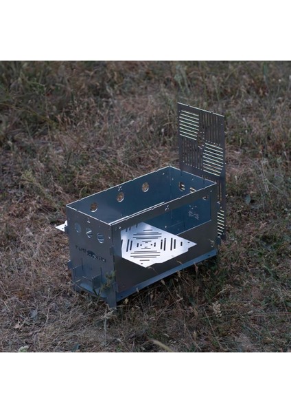 Kamp Ayısı® Pyrowide™ Geniş Katlanır Metal Ateş Kutusu - 2mm Gri Galvaniz Çelik, Çantalı, 39.5 x 26.5 x 21 cm