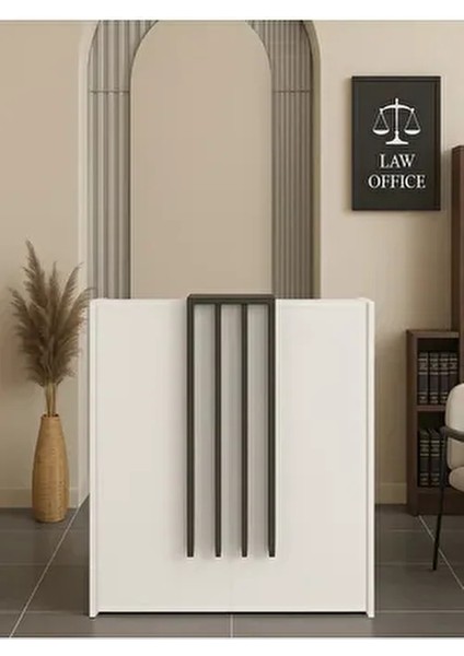 Hola Karşılama Bankosu 90 cm – Beyaz - Antrasit - Ofis Kasa Resepsiyon Masası Veya Banko