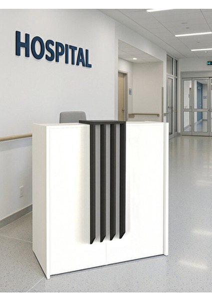 Hola Karşılama Bankosu 90 cm – Beyaz - Antrasit - Ofis Kasa Resepsiyon Masası Veya Banko fiyatları