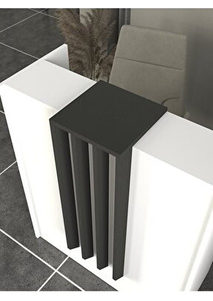 Hola Karşılama Bankosu 90 cm – Beyaz - Antrasit - Ofis Kasa Resepsiyon Masası Veya Banko modelleri