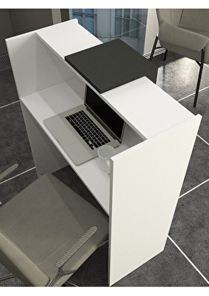 Hola Karşılama Bankosu 90 cm – Beyaz - Antrasit - Ofis Kasa Resepsiyon Masası Veya Banko fırsatları