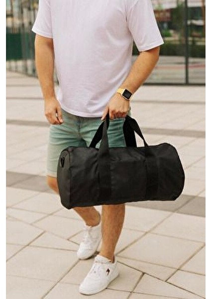 Siyah Renk Silindir Spor Çantası - Antreman Çantası- Gym Çantası -Fitness Çantası