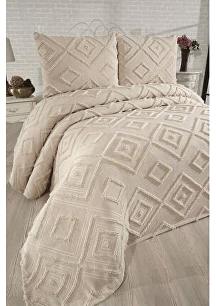 Samira 3 Parça Çift Kişilik Pike Takımı Bej fiyatları