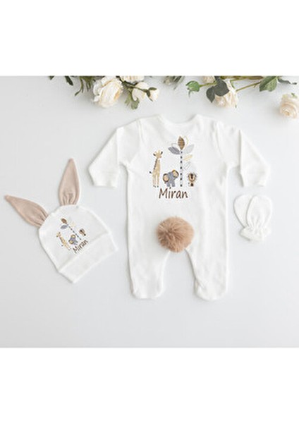 %100 Pamuk Baskılı Tavşanlı 11’li Hastane Çıkışı Unisex Bebekler İçin Sevimli Tasarım modelleri