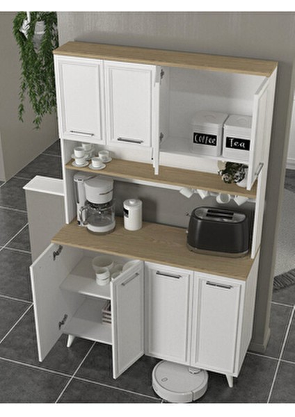 Potter 4 Kapaklı Mutfak Dolabı Kahve Köşesi Çok Amaçlı Dolap Beyaz - Rota 120 cm modelleri