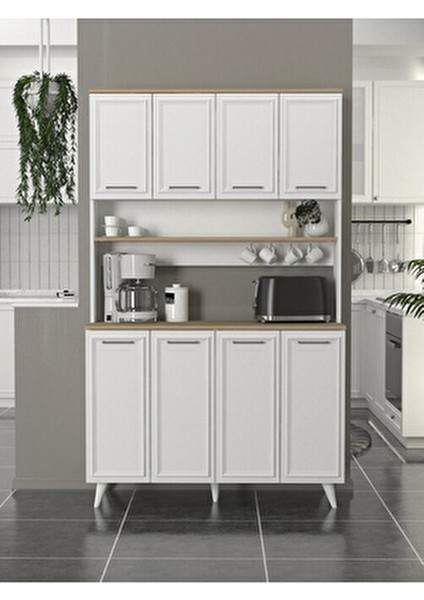 Potter 4 Kapaklı Mutfak Dolabı Kahve Köşesi Çok Amaçlı Dolap Beyaz - Rota 120 cm indirimleri