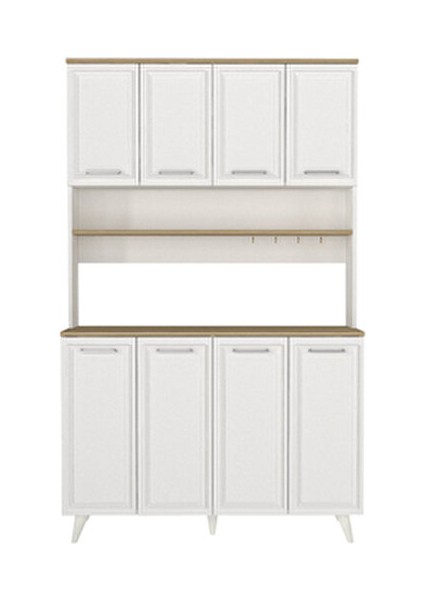 Potter 4 Kapaklı Mutfak Dolabı Kahve Köşesi Çok Amaçlı Dolap Beyaz - Rota 120 cm