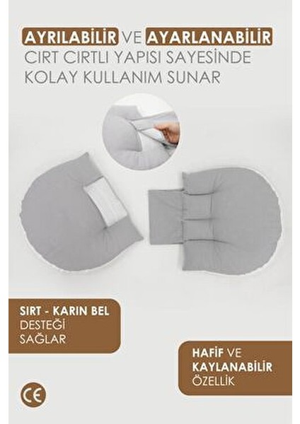 Hamile Uyku Yastığı , Ayarlanabilir, Bel , Emzirme ve Oturma Destek Yastığı, Gri fiyatları