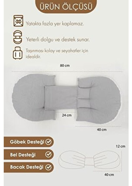 Hamile Uyku Yastığı , Ayarlanabilir, Bel , Emzirme ve Oturma Destek Yastığı, Gri modelleri
