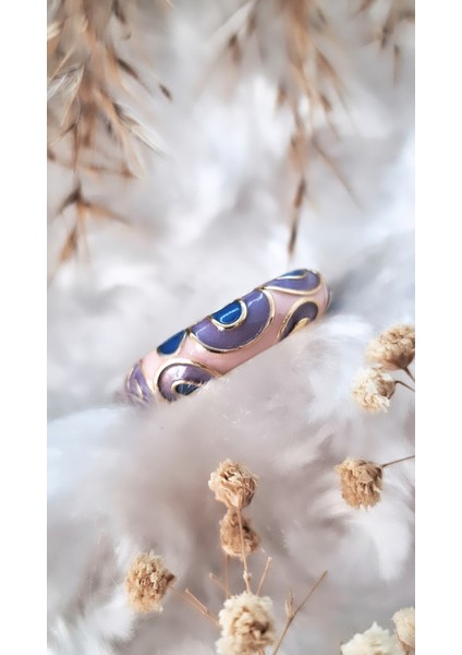 Saten Mineli Renkli Pirinç Kaplama Zamak Yüzük