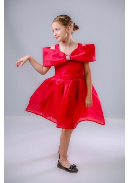 Kız Çocuk Taş Fiyonklu Isalon Elbise M00763 fiyatları