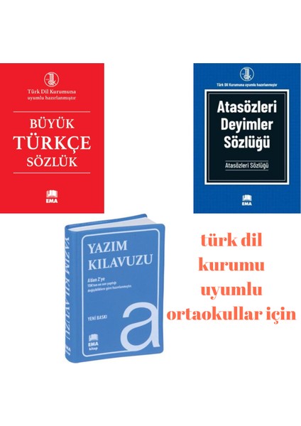 Orta Okullar Için / Türkçe Sözlük (544 Sayfa)- Atasözleri Deyimler SÖZLÜĞÜ(384 Sayfa) - Yazım Kılavuzu Sözlüğü (384 Sayfa)