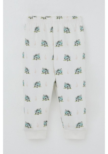 Erkek Bebek Pijama Takımı Omuzdan Patlı Macera Temalı Küçük Kaşif 4 Ay-1 Yaş, Ekru modelleri