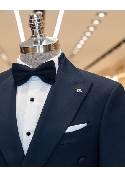 Italyan Stil Kruvaze Ceket Pantolon Takım Elbise Lacivert T14390 fiyatları