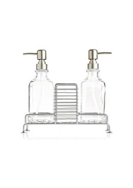 Standlı 2'li Mutfak Sıvı Sabunluk Seti - Inox - 500 ml