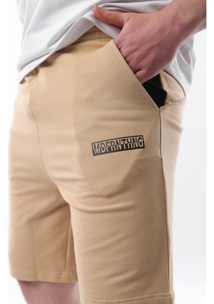 Bej Baskılı Erkek Kapri Şort 5487 fırsatları