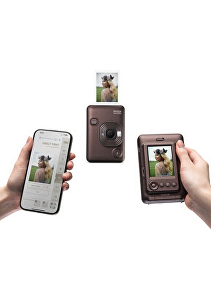 Instax Mini Liplay Hybrid Deep Bronze Fotoğraf Makinesi 10'lu Film ve Deri Kılıf Hediye Seti