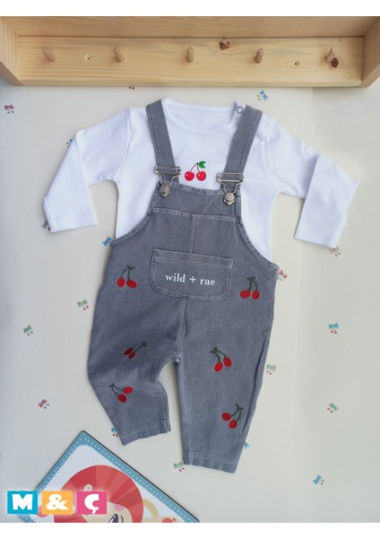 Kız Erkek Bebek Çocuk Jean Salopet 2' Li Kot Tulum Takim fiyatları