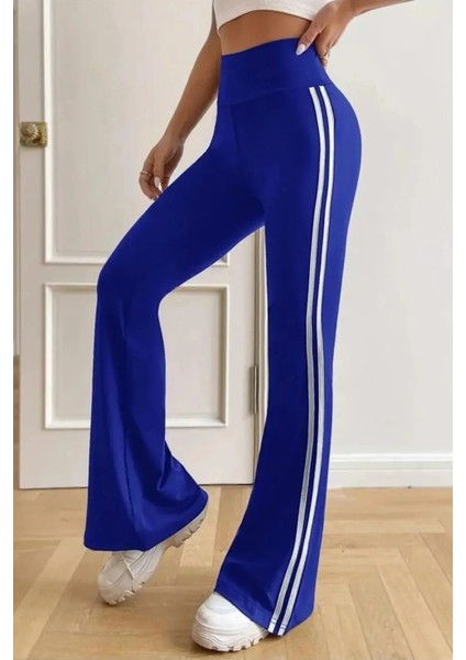 Yüksek Bel Yan Şeritli Ispanyol Paça Kadın Tayt