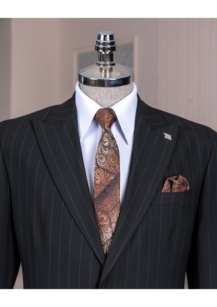 Italyan Stil Slim Fit Sivri Yaka Ceket Pantolon Takım Elbise Siyah T14253 fiyatları