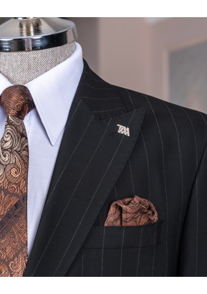 Italyan Stil Slim Fit Sivri Yaka Ceket Pantolon Takım Elbise Siyah T14253 modelleri