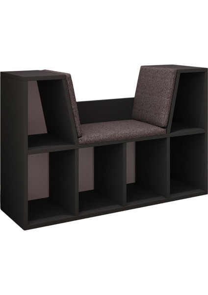 Livora Minderli Kitaplık - Oturma Alanlı 103 cm Minimalist Tasarım, Antrasit fırsatları