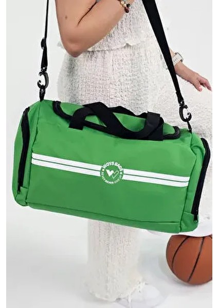 Unisex Benotton Yeşili Bölmeli Sporcu Çantası -Gym Fitness Çantası