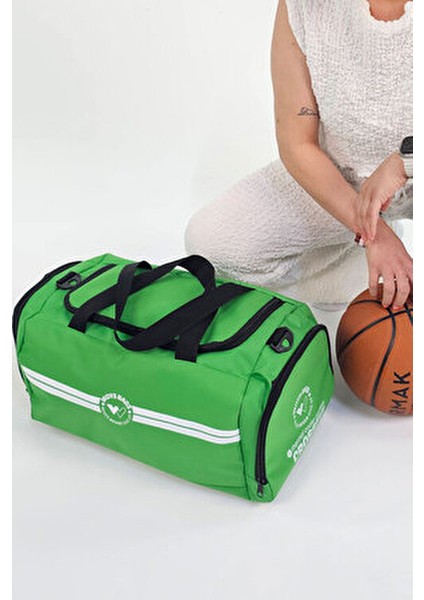 Unisex Benotton Yeşili Bölmeli Sporcu Çantası -Gym Fitness Çantası