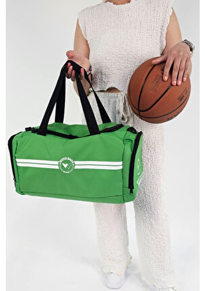 Unisex Benotton Yeşili Bölmeli Sporcu Çantası -Gym Fitness Çantası