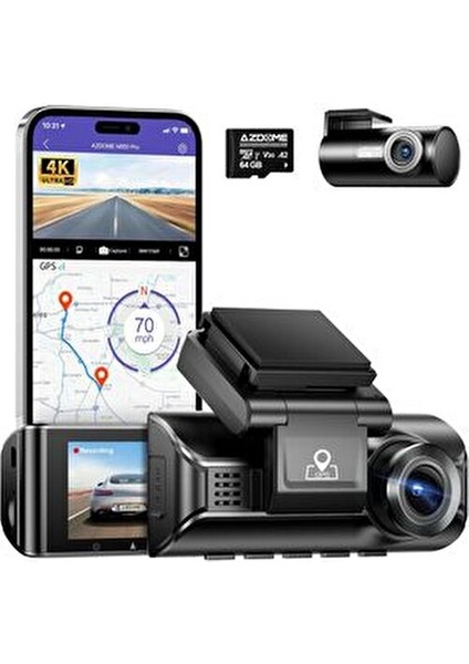 M550 Pro Dash Cam 4K Araç Içi Kamera Ön Arka ve Iç Kayıt 2 Kamera Gece Görüşlü G Sensör
