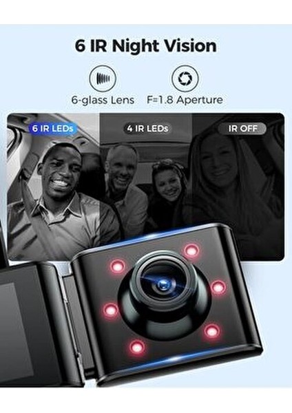 M550 Pro Dash Cam 4K Araç Içi Kamera Ön Arka ve Iç Kayıt 2 Kamera Gece Görüşlü G Sensör modelleri