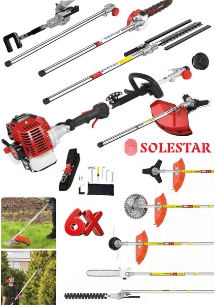 Pro Set 20HPX Motorlu Çok Fonksiyonlu 6ın1 Kafalı 6x1 Kombo Tırpan Seti