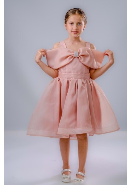 Kız Çocuk Taş Fiyonklu Isalon Elbise M00763 fiyatları