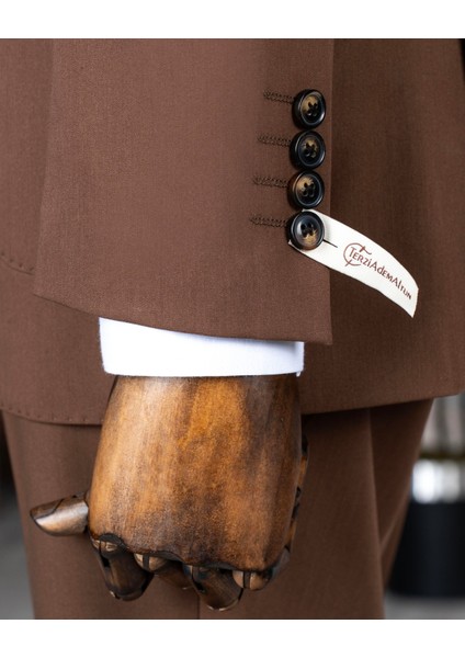 Italyan Stil Slim Fit Ceket Pantolon Takım Elbise Kahverengi T14154 fırsatları