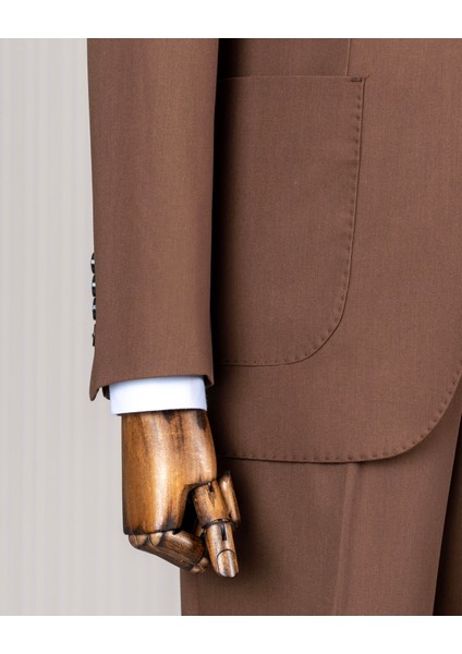 Italyan Stil Slim Fit Ceket Pantolon Takım Elbise Kahverengi T14154 indirimleri