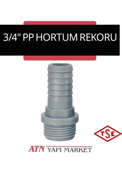 3/4" (25 Mm) Pp Hortum Rekoru – Plastik Erkek Dişli Hortum Bağlantı Aparatı