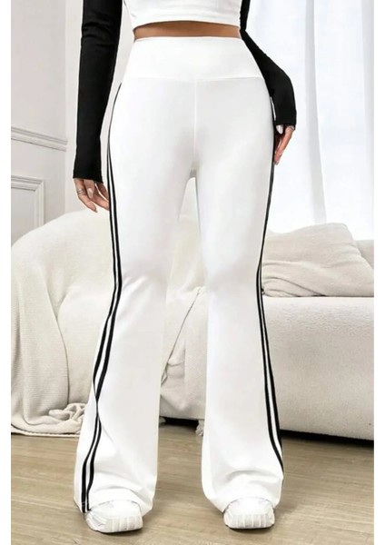 Yüksek Bel Yan Şeritli Ispanyol Paça Kadın Tayt modelleri