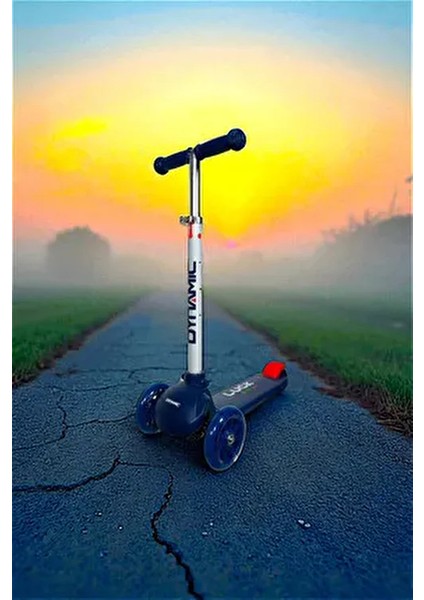 HT288 Işıklı 3 Tekerli Yeni Nesil Scooter Lacivert - Işıklı Tekerlekler