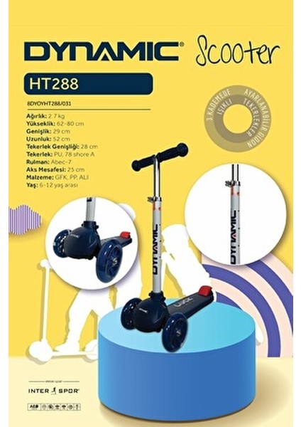 HT288 Işıklı 3 Tekerli Yeni Nesil Scooter Lacivert - Işıklı Tekerlekler modelleri