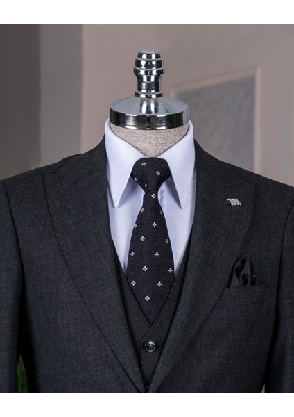 Italyan Stil Slim Fit Ceket Yelek Pantolon Takım Elbise Antrasit T14314 fiyatları