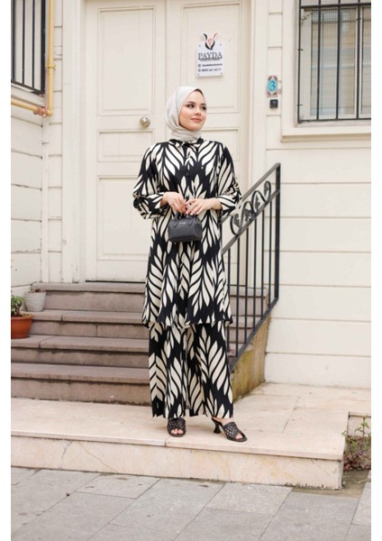 Kadın Tesettür Takım Çiçek Desenli 2'li Pantolon Tunik Takımı fiyatları