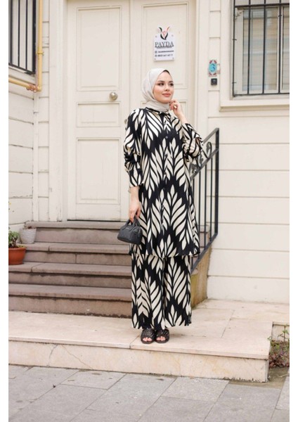 Kadın Tesettür Takım Çiçek Desenli 2'li Pantolon Tunik Takımı modelleri