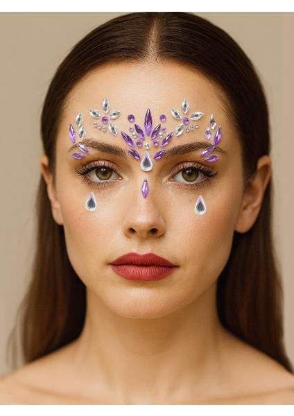 Kristal Göz Taşı Vücut Süsleme Taşı Yüz Süsleme Makyaj Taşı Mor