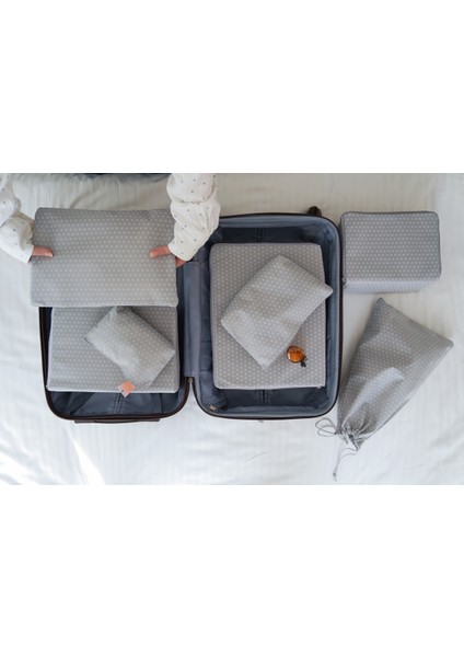 7 Parça Gri Valiz Düzenleyici Set – Dayanıklı Polipropilen, 30 cm, Seyahat Eşyalarınızı Düzenlemek İçin indirimleri