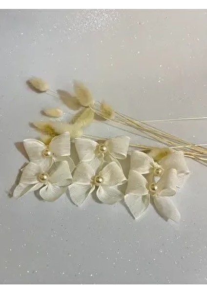 Inci Detaylı Krem Keten Kurdele Hazır Fiyonk - 20 Adet